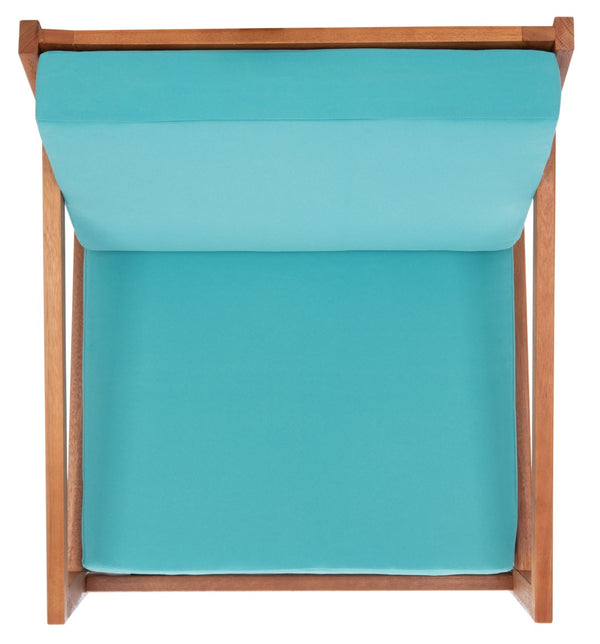 Safavieh VERNON Rocking Chair - Timeless Outdoor Comfort with Handcrafted Design and Eco-Friendly Eucalyptus Wood Natural / Aqua PAT7013Q