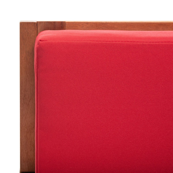 Safavieh VERNON Rocking Chair - Timeless Outdoor Comfort with Handcrafted Design and Eco-Friendly Eucalyptus Wood Natural / Red PAT7013R