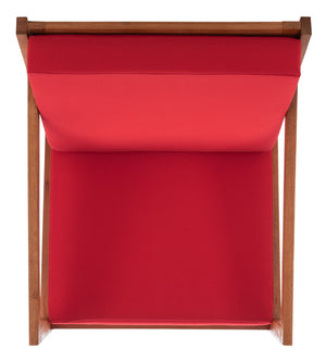 Safavieh VERNON Rocking Chair - Timeless Outdoor Comfort with Handcrafted Design and Eco-Friendly Eucalyptus Wood Natural / Red PAT7013R