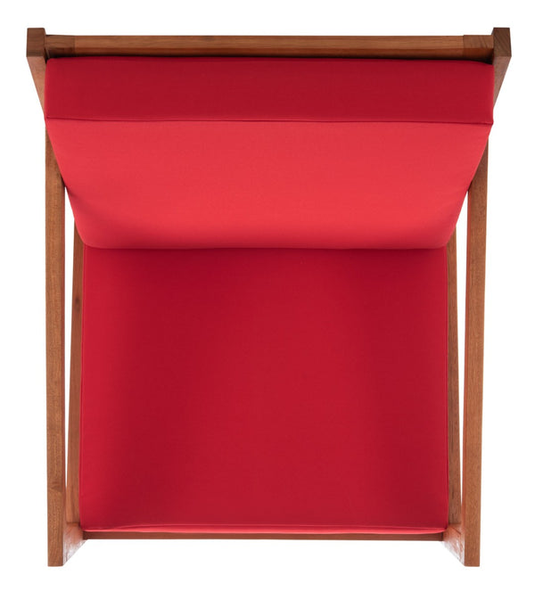 Safavieh VERNON Rocking Chair - Timeless Outdoor Comfort with Handcrafted Design and Eco-Friendly Eucalyptus Wood Natural / Red PAT7013R