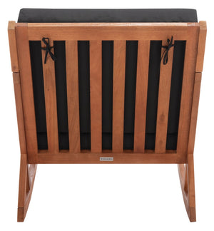 Safavieh VERNON Rocking Chair - Timeless Outdoor Comfort with Handcrafted Design and Eco-Friendly Eucalyptus Wood Natural / Black PAT7013X