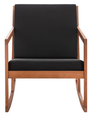 Safavieh VERNON Rocking Chair - Timeless Outdoor Comfort with Handcrafted Design and Eco-Friendly Eucalyptus Wood Natural / Black PAT7013X