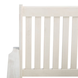 Safavieh BREA Twin Seat Outdoor Bench – Stylish Eco-Friendly Acacia Wood with Umbrella-Ready Drink Table White PAT7014C