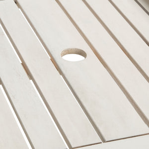 Safavieh BREA Twin Seat Outdoor Bench – Stylish Eco-Friendly Acacia Wood with Umbrella-Ready Drink Table White PAT7014C