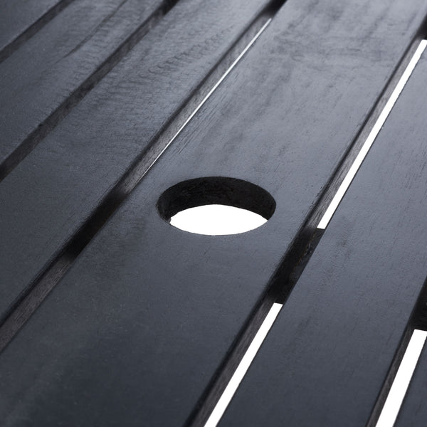 Safavieh Brea Twin Seat Outdoor Bench - Eco-friendly Acacia Wood With Umbrella Drink Table For Porch & Patio Black Wood Pat7014d