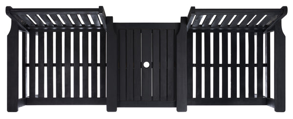 Safavieh Brea Twin Seat Outdoor Bench - Eco-friendly Acacia Wood With Umbrella Drink Table For Porch & Patio Black Wood Pat7014d