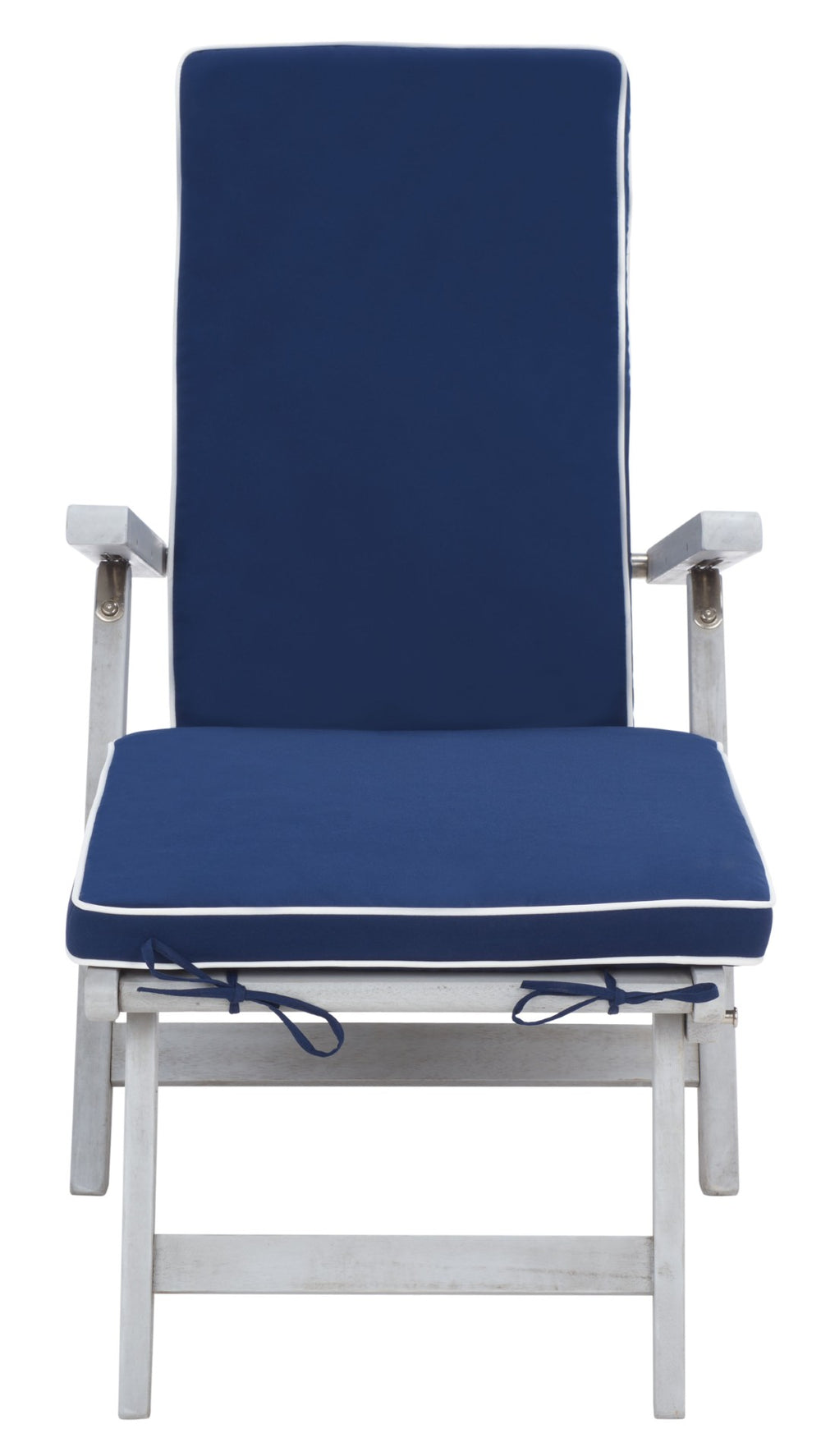 Safavieh PALMDALE Lounge Chair - Coastal Elegance with Durable Acacia Frame & Weather-Resistant Cushion Grey / Navy PAT7015B