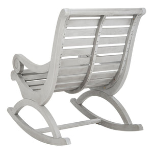 Safavieh SONORA Outdoor Rocking Chair – Elegant Eucalyptus Design for Relaxation on Your Porch or Patio Grey PAT7016A