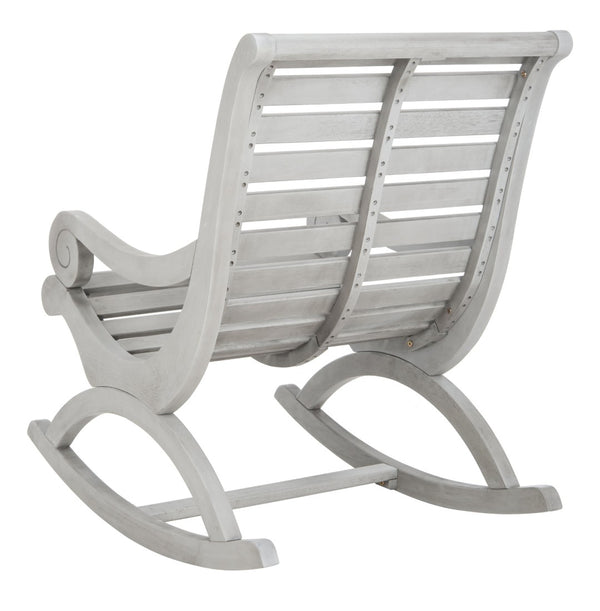 Safavieh SONORA Outdoor Rocking Chair – Elegant Eucalyptus Design for Relaxation on Your Porch or Patio Grey PAT7016A