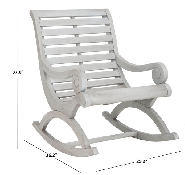 Safavieh SONORA Outdoor Rocking Chair – Elegant Eucalyptus Design for Relaxation on Your Porch or Patio Grey PAT7016A