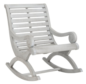 Safavieh SONORA Outdoor Rocking Chair – Elegant Eucalyptus Design for Relaxation on Your Porch or Patio Grey PAT7016A