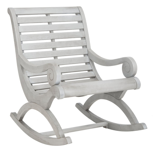 Safavieh SONORA Outdoor Rocking Chair – Elegant Eucalyptus Design for Relaxation on Your Porch or Patio Grey PAT7016A