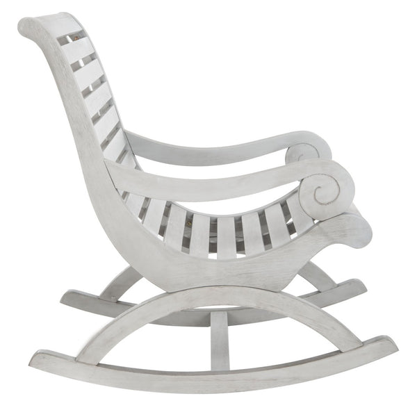 Safavieh SONORA Outdoor Rocking Chair – Elegant Eucalyptus Design for Relaxation on Your Porch or Patio Grey PAT7016A