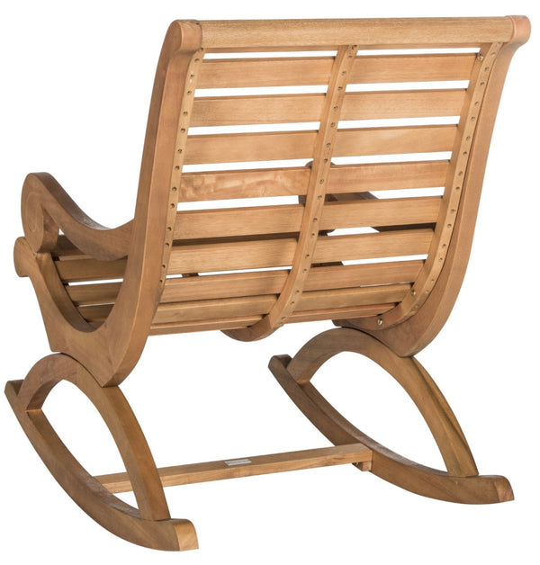 Safavieh SONORA Outdoor Rocking Chair – Elegant Eucalyptus Design for Relaxation on Your Porch or Patio Natural PAT7016B
