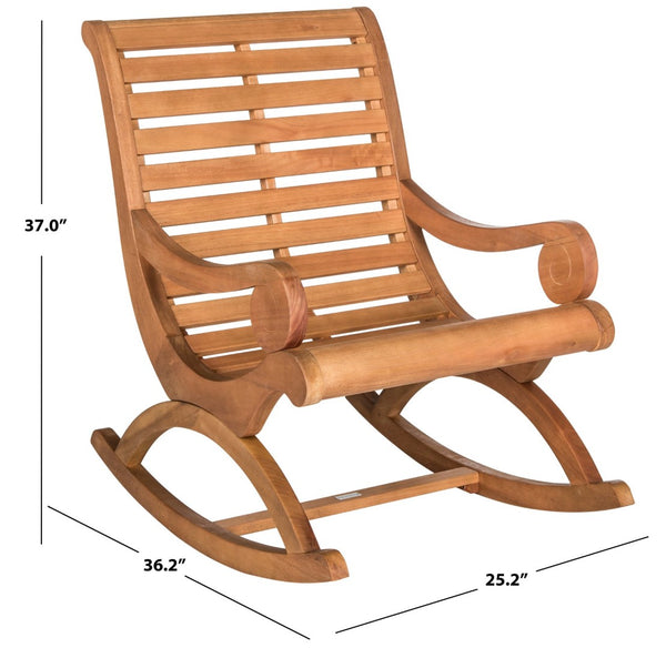Safavieh SONORA Outdoor Rocking Chair – Elegant Eucalyptus Design for Relaxation on Your Porch or Patio Natural PAT7016B