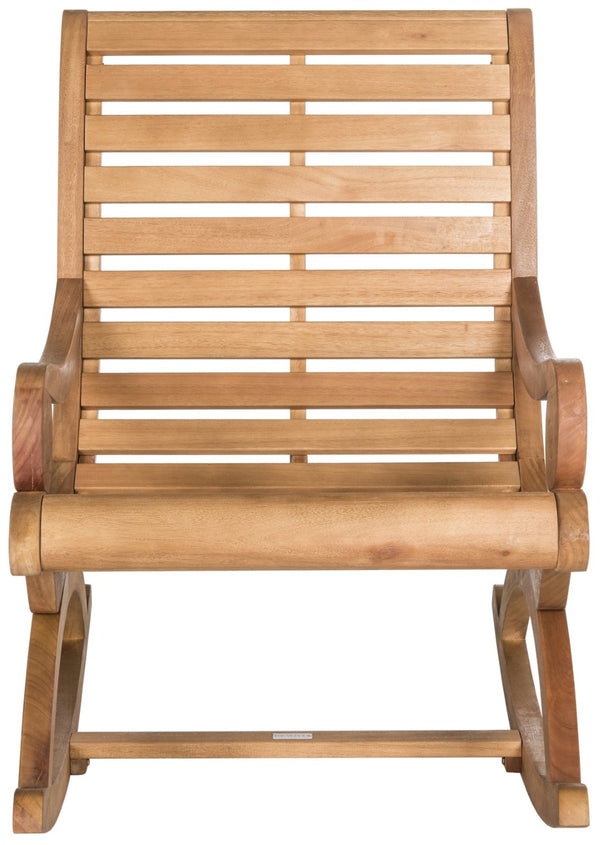 Safavieh SONORA Outdoor Rocking Chair – Elegant Eucalyptus Design for Relaxation on Your Porch or Patio Natural PAT7016B