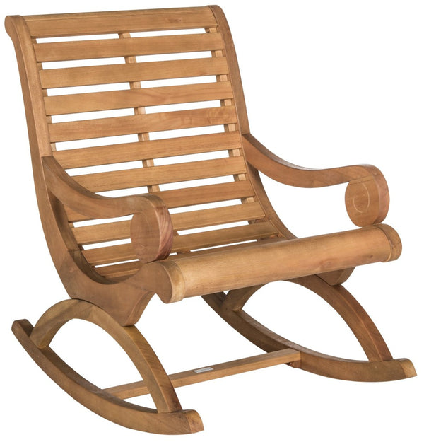 Safavieh SONORA Outdoor Rocking Chair – Elegant Eucalyptus Design for Relaxation on Your Porch or Patio Natural PAT7016B