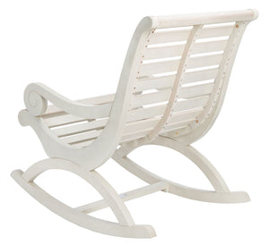Safavieh SONORA Outdoor Rocking Chair – Elegant Eucalyptus Design for Relaxation on Your Porch or Patio White PAT7016C