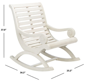 Safavieh SONORA Outdoor Rocking Chair – Elegant Eucalyptus Design for Relaxation on Your Porch or Patio White PAT7016C