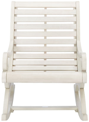 Safavieh SONORA Outdoor Rocking Chair – Elegant Eucalyptus Design for Relaxation on Your Porch or Patio White PAT7016C