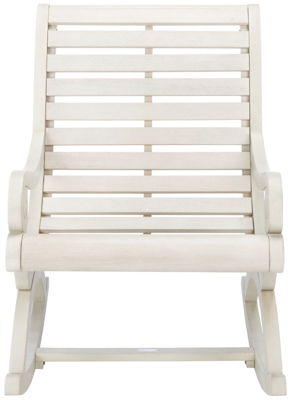 Safavieh SONORA Outdoor Rocking Chair – Elegant Eucalyptus Design for Relaxation on Your Porch or Patio White PAT7016C
