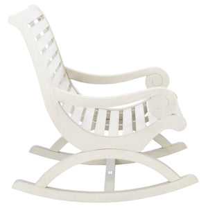 Safavieh SONORA Outdoor Rocking Chair – Elegant Eucalyptus Design for Relaxation on Your Porch or Patio White PAT7016C