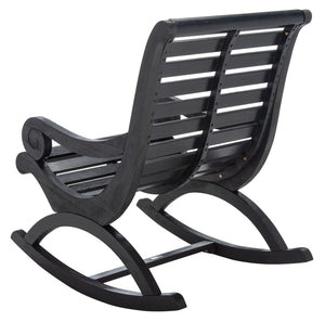 Safavieh SONORA Outdoor Rocking Chair – Elegant Eucalyptus Design for Relaxation on Your Porch or Patio Black PAT7016D