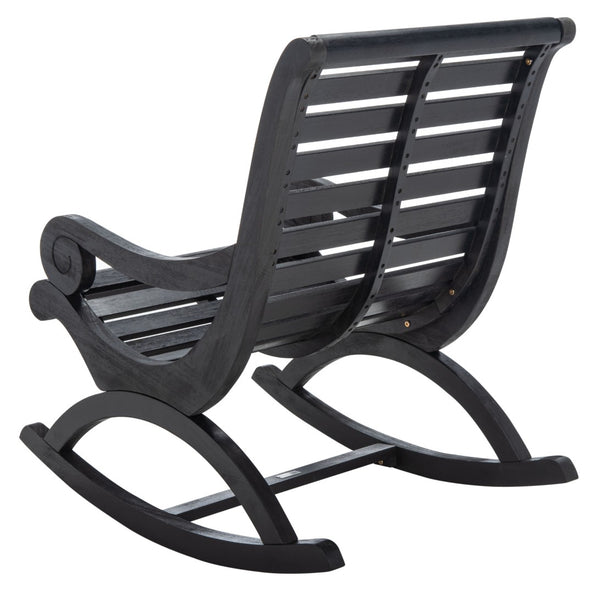 Safavieh SONORA Outdoor Rocking Chair – Elegant Eucalyptus Design for Relaxation on Your Porch or Patio Black PAT7016D