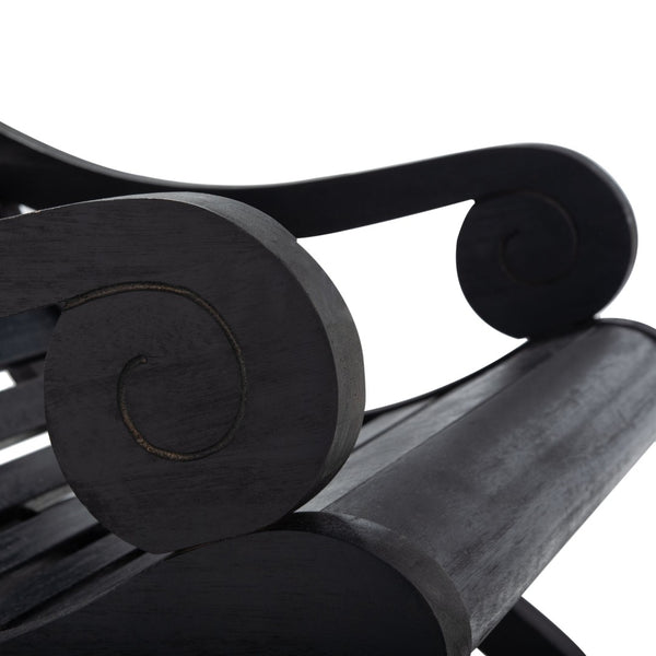 Safavieh SONORA Outdoor Rocking Chair – Elegant Eucalyptus Design for Relaxation on Your Porch or Patio Black PAT7016D