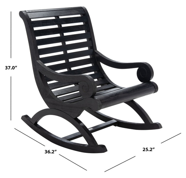 Safavieh SONORA Outdoor Rocking Chair – Elegant Eucalyptus Design for Relaxation on Your Porch or Patio Black PAT7016D