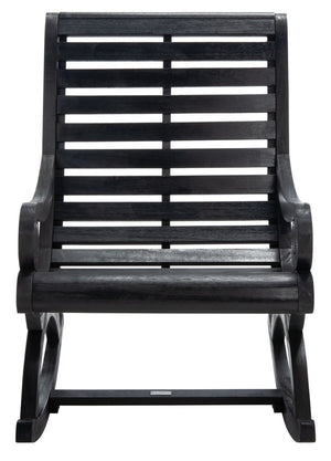 Safavieh SONORA Outdoor Rocking Chair – Elegant Eucalyptus Design for Relaxation on Your Porch or Patio Black PAT7016D