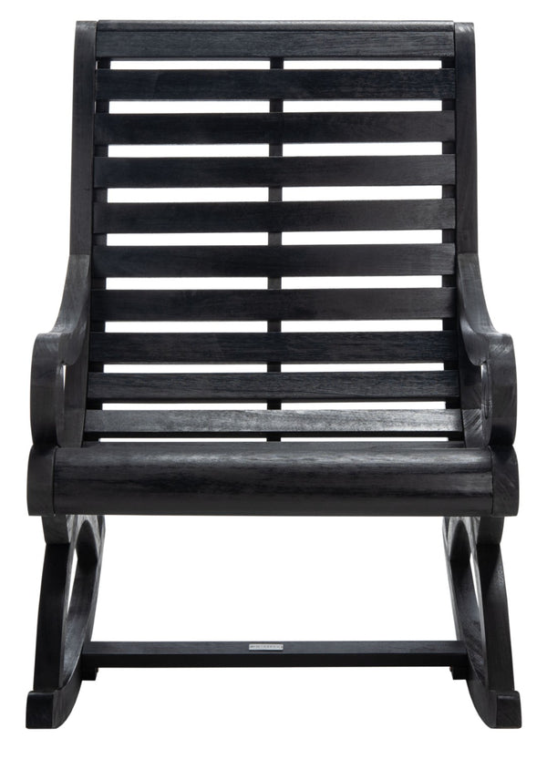 Safavieh SONORA Outdoor Rocking Chair – Elegant Eucalyptus Design for Relaxation on Your Porch or Patio Black PAT7016D