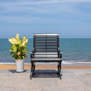 Safavieh SONORA Outdoor Rocking Chair – Elegant Eucalyptus Design for Relaxation on Your Porch or Patio Black PAT7016D