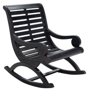 Safavieh SONORA Outdoor Rocking Chair – Elegant Eucalyptus Design for Relaxation on Your Porch or Patio Black PAT7016D