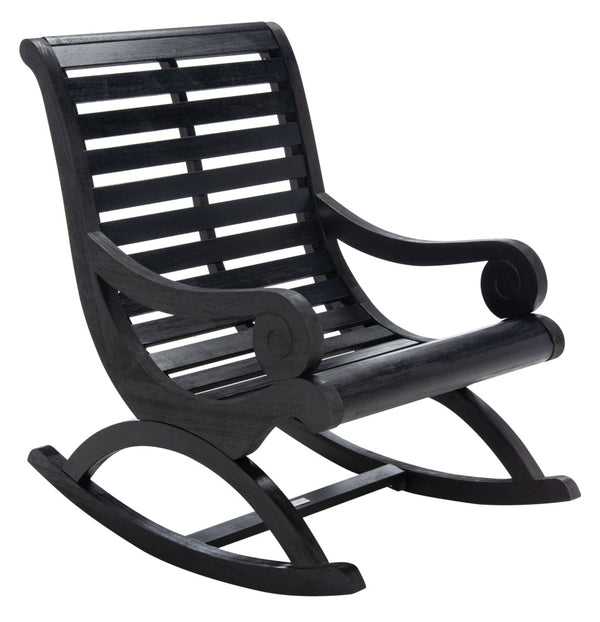 Safavieh SONORA Outdoor Rocking Chair – Elegant Eucalyptus Design for Relaxation on Your Porch or Patio Black PAT7016D