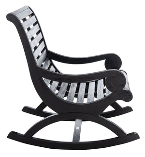 Safavieh SONORA Outdoor Rocking Chair – Elegant Eucalyptus Design for Relaxation on Your Porch or Patio Black PAT7016D