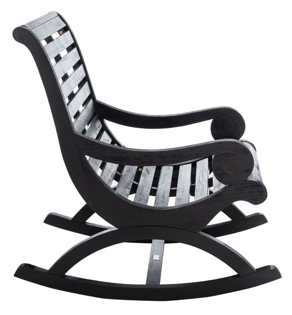 Safavieh SONORA Outdoor Rocking Chair – Elegant Eucalyptus Design for Relaxation on Your Porch or Patio Black PAT7016D