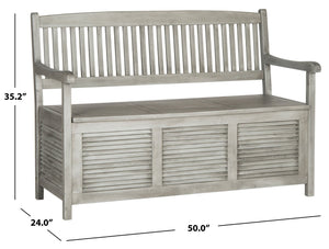 Safavieh BRISBANE Outdoor Storage Bench - Stylish Acacia Wood Seat with Hidden Compartment for Patios Grey PAT7017A