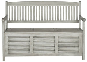 Safavieh BRISBANE Outdoor Storage Bench - Stylish Acacia Wood Seat with Hidden Compartment for Patios Grey PAT7017A