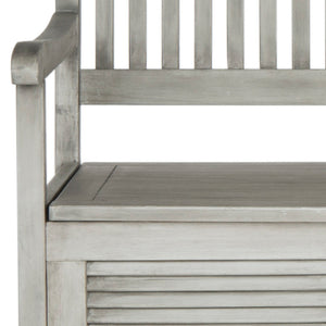 Safavieh BRISBANE Outdoor Storage Bench - Stylish Acacia Wood Seat with Hidden Compartment for Patios Grey PAT7017A