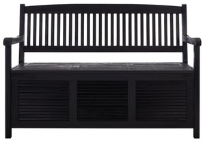 Safavieh BRISBANE Outdoor Storage Bench - Stylish Acacia Wood Seat with Hidden Compartment for Patios Black PAT7017D