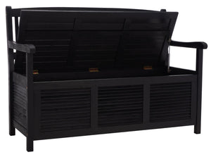Safavieh BRISBANE Outdoor Storage Bench - Stylish Acacia Wood Seat with Hidden Compartment for Patios Black PAT7017D