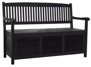 Safavieh BRISBANE Outdoor Storage Bench - Stylish Acacia Wood Seat with Hidden Compartment for Patios Black PAT7017D