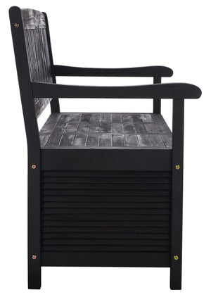Safavieh BRISBANE Outdoor Storage Bench - Stylish Acacia Wood Seat with Hidden Compartment for Patios Black PAT7017D