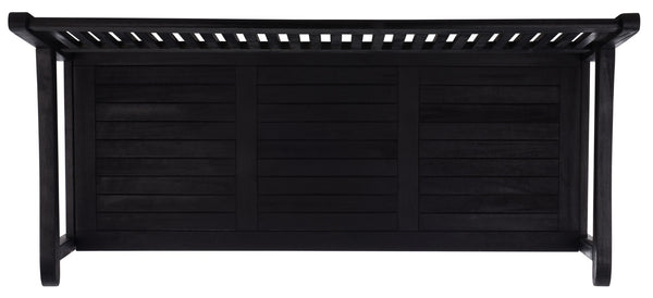 Safavieh BRISBANE Outdoor Storage Bench - Stylish Acacia Wood Seat with Hidden Compartment for Patios Black PAT7017D