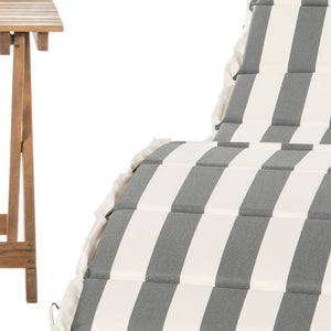 Safavieh PACIFICA 3-Piece Lounge Set - Coastal-Inspired Outdoor Elegance with Durable Acacia Wood Frames Natural / Grey Stripe PAT7020A