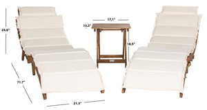 Safavieh PACIFICA 3-Piece Lounge Set - Coastal-Inspired Outdoor Elegance with Durable Acacia Wood Frames Natural / Beige PAT7020B