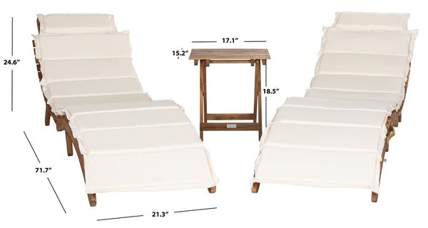 Safavieh PACIFICA 3-Piece Lounge Set - Coastal-Inspired Outdoor Elegance with Durable Acacia Wood Frames Natural / Beige PAT7020B