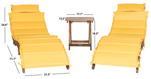 Safavieh PACIFICA 3-Piece Lounge Set – Coastal Charm with Durable Acacia Frame & Vibrant Yellow Cushions PAT7020D