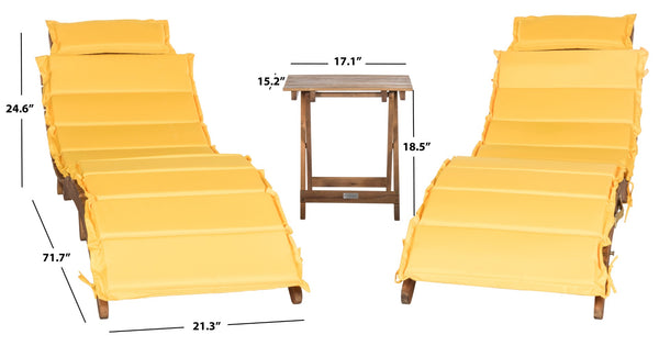 Safavieh PACIFICA 3-Piece Lounge Set – Coastal Charm with Durable Acacia Frame & Vibrant Yellow Cushions PAT7020D